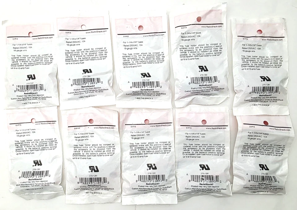 Lot of 10 Radio Shack Automotive Inline Fuse Holders For 1/4" x 1-1/4" Fuses 10A - Image 2 of 4