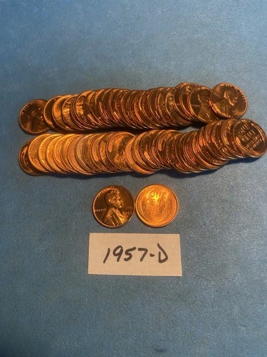 UNC 1957-D Lincoln Wheat Cent Roll