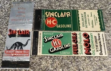 3 EARLY Sinclair Oil Gas Petroleum Advertising Matchbooks matchcovers 