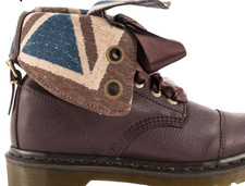 Dr. Martens Aimilita Aimilie Sz 8 Union Jack Flag Combat Boots Oxblood