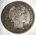 1912 25C Barber Quarter Very Fine+   Q3