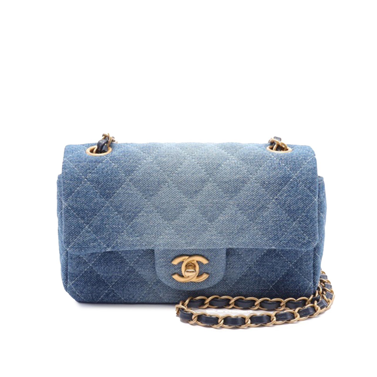Chanel Mini Rectangular Quilted Washed Denim Flap Bag
