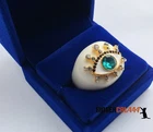 KURT GEIGER LONDON Enamel White XL Ring Evil Eye size M/L BNIB