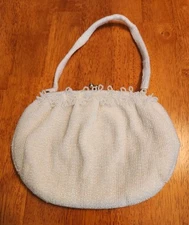 Magid Vintage White Hand Beaded Evening Bag Made In Japan