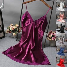 Satin Robe Dress in Red/Purple/Black/White/Grey/Pink Women's Sleepwear