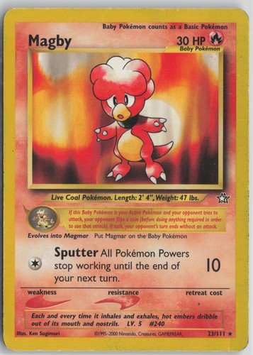 Magby 23/111 Rare Neo Genesis Pokemon Unlimited Moderately Played
