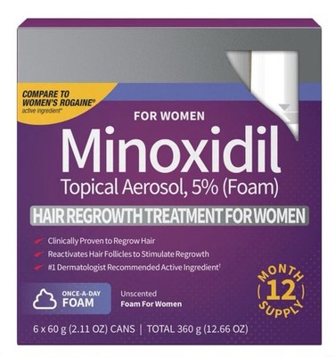    Kirkland Minoxidil 5% FOAM WOMEN Hair Regrowth Treatment 12 Months   