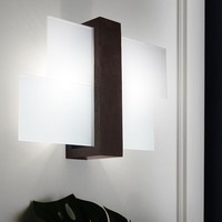Wand Leuchte Holz Dunkel Braun Ess Zimmer Beleuchtung Glas Flur Lampe Satiniert