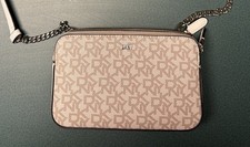 DKNY Women's White Logo Double Zip Crossbody Bag