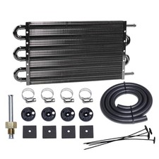 Transmission Oil Cooler Kit, Aluminium alloy Radiator with 5/16" 6 Pass Black