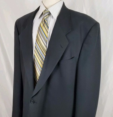 Vintage Nino Cerutti Mens Suit Coat Jacket 46XL Black Wool Crepe Two Button