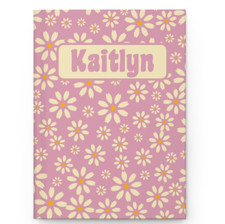 Custom Retro Daisy Hardcover Matte Journal, Personalized Floral Blank Notebook