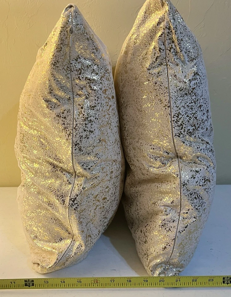 Almohadas Champagne 18x18, Fundas de Almohada Dorado y Blanco,Juego de 2 Brillo 18x10 Foto 4 de 4