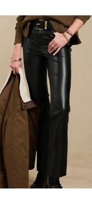 Black Banana Republic Faux Leather Cropped Bootcut Pants Size 31