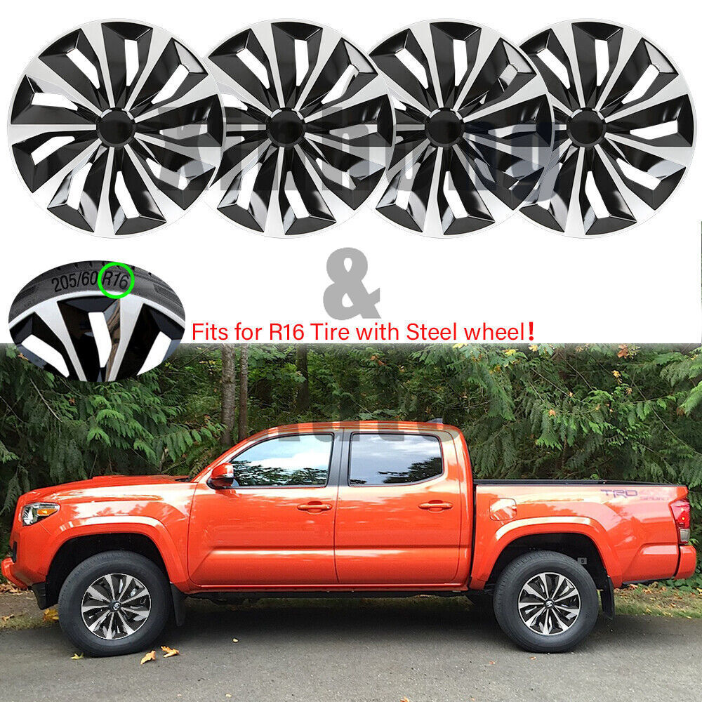 4 Silver 16-Inch Snap-On Wheel Covers for 1995-2005 Toyota Tacoma