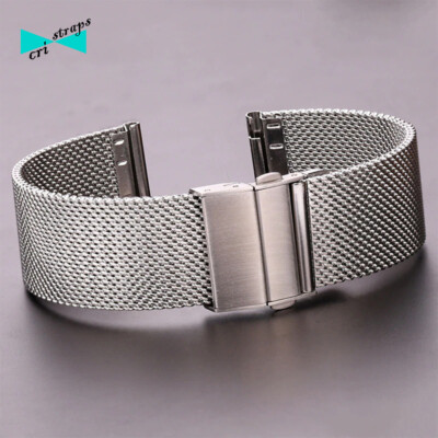 Cinturino In Acciaio Inox A Rete Per Orologio - Larghezze 12-24mm, Chiusura Deployante, Regolabile, Argento/nero/oro
