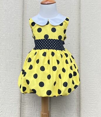 Minnie Mouse Spring Summer Yellow Black polka Dot Boubble Girls Toddler Dress | eBay Minnie Mouse Spring Summer Yellow Black polka Dot Boubble Girls Toddler Dress | eBay