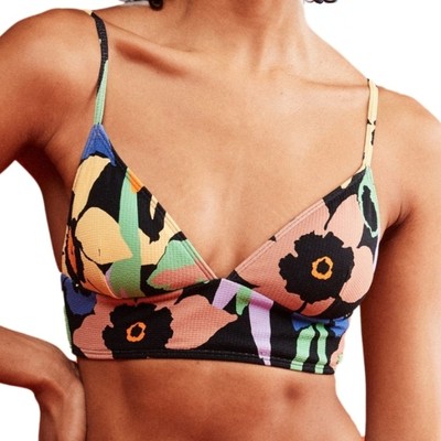 Roxy Juniors' Printed Color Jam V-Neck Triangle Swim Tank Top Size XL