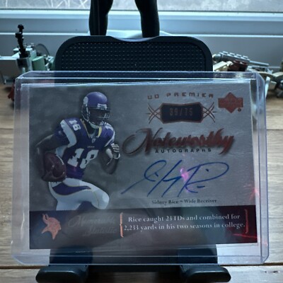 2007 UD Premier - Noteworthy Autographs Bronze #N-SR Sidney Rice /75 (AU)