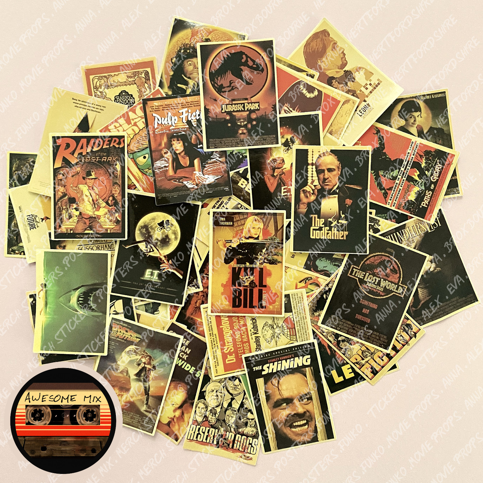 50 Film Movie Poster Stickers - Scrapbook, Laptop, Consoles, Books, Cases, Doors