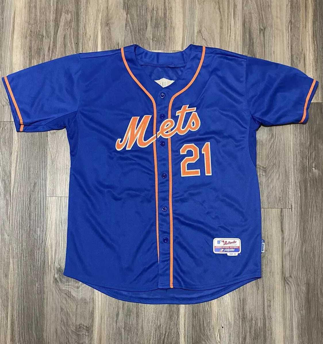 LUCAS DUDA #21 Majestic Official Cool Base NY Mets MLB Jersey Men’s Size 44