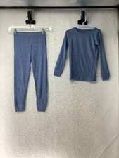 Little Sleepies Blue Ribbed Solid Two Piece Size 5/6
