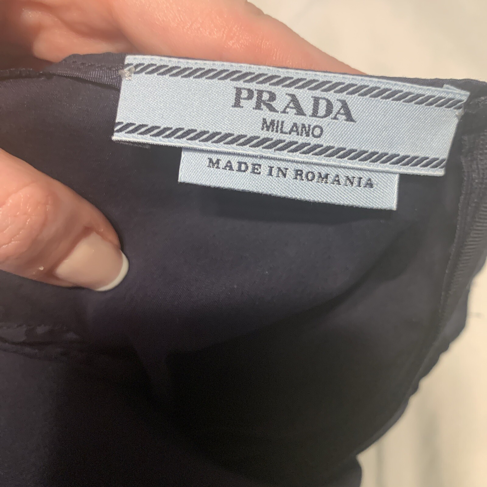 Prada Authentic Solid Dark Midnight Blue Short Sl… - image 5