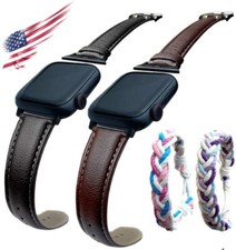 DONGMIN Smart Watch Bands for Women 2 Pack, fine Leather Durable for Apple Watch