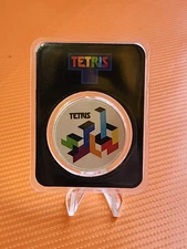 Tetris Tetrimino Blocks 1 oz Silver Colorized Round in TEP