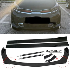 Front Bumper Lip Spoiler+86.6" Side Skirt Body Kit Glossy For Kia