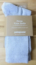 Patagonia Large Hemp Crew Socks Fits Womens 10-13/Mens 9-12 Pale Periwinkle NEW