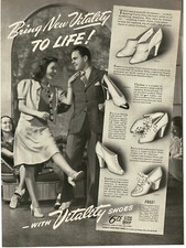 1940 Vitality Women's Dress Shoes high-heeled white light Vintage Print Ad