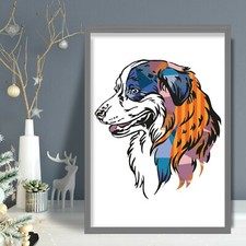 AUSTRALIAN SHEPHERD Abstract Art Print Colourful Dog Gallery Wall Poster Gift