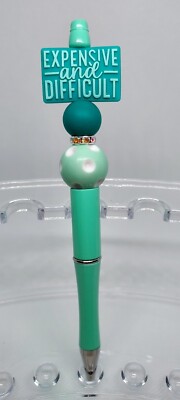 Homemade ''Expensive And Difficult'' Beaded Pen Black Ink Refillable - Free Refill