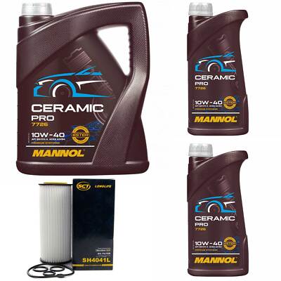 Motoröl Set MANNOL 10W-40 Ceramic Pro 7 Liter + Ölfilter für Audi A4 A6 A8 3.2