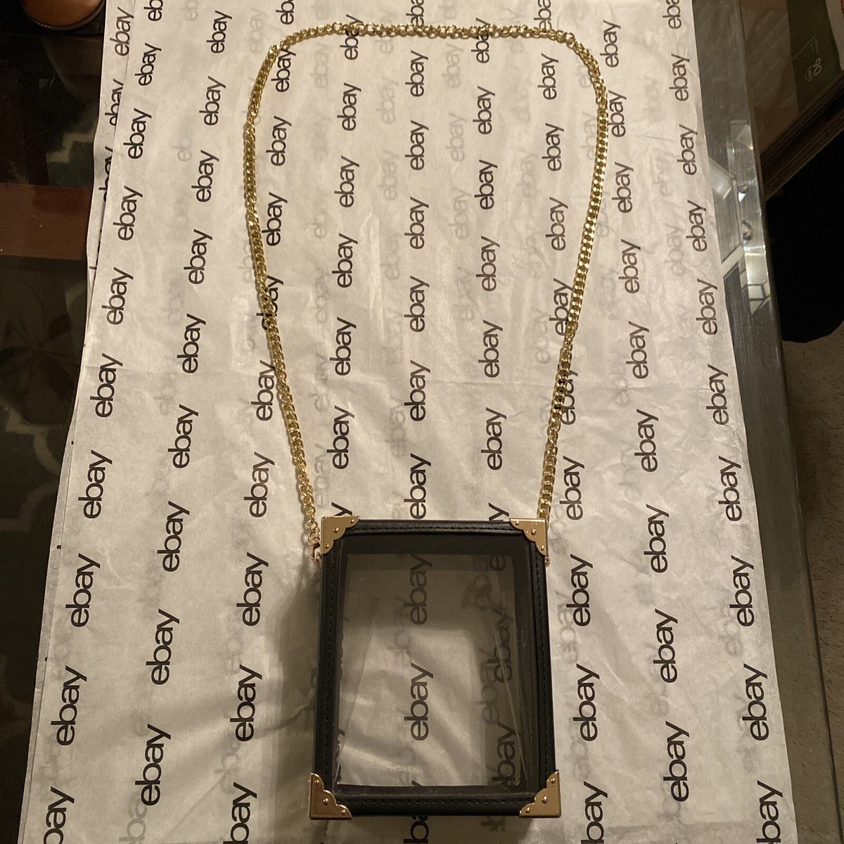 unique clear box purse with gold chain strap