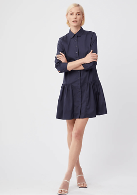 The Shirt by Rochelle Behrens The Drop Waist Shirt Dress Womens Navy Size  XS | eBay