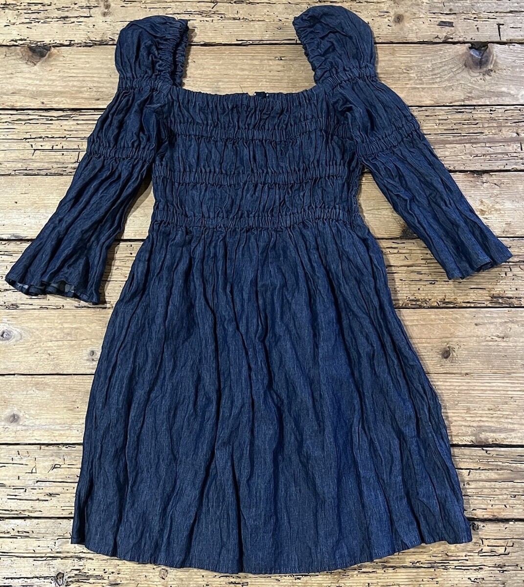 Sea NY Women’s Size 4 Blue Puff Sleeve Zip Back Denim Dress NWOT