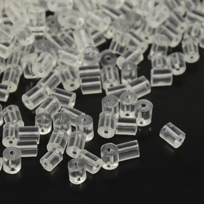 100 Rubber Earring Backs Ear Nuts Clear Findings 3mm Safety Stoppers BULK