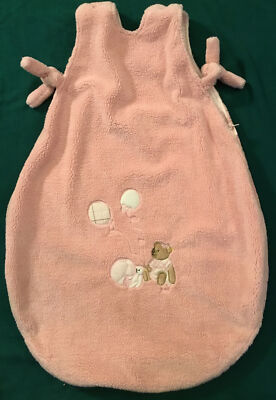 Vintage Steiff Sleeping Bag Sack Baby Girl Peach Velour Zipper Embroidered   EUC