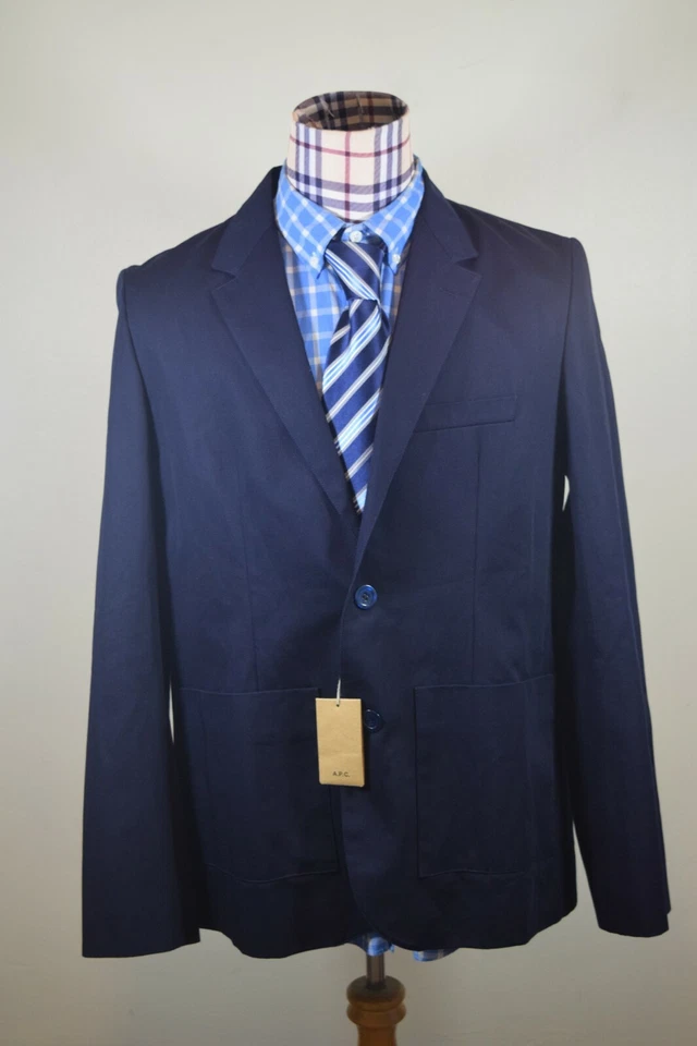 $530 A.P.C. Chaqueta Blazer Rue Madame Paris Para Hombre Azul Marino Forrada con Dos Botones 2XL Foto 2 de 4