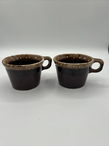 Vtg Hull Crestone Pottery Brown Drip Glaze 3” Coffee Tea Cup Oven Proof USA