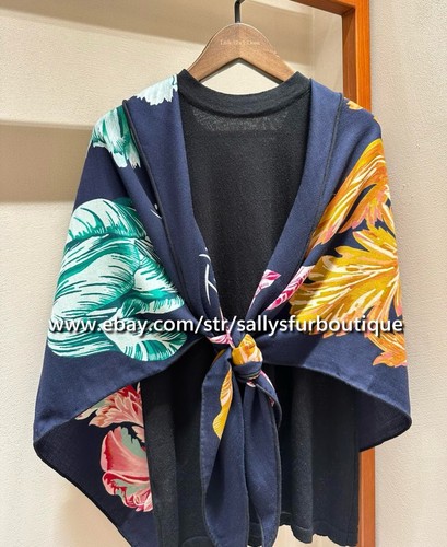 Sally Cashmere & Silk Wrap Scarf Tulips Print Large Triangle Shawl 190cm * 90cm - Picture 45 of 46