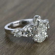 3.32Ct White Pear Cut CZ Five Prong Set Engagement Ring 925 Sterling Silver