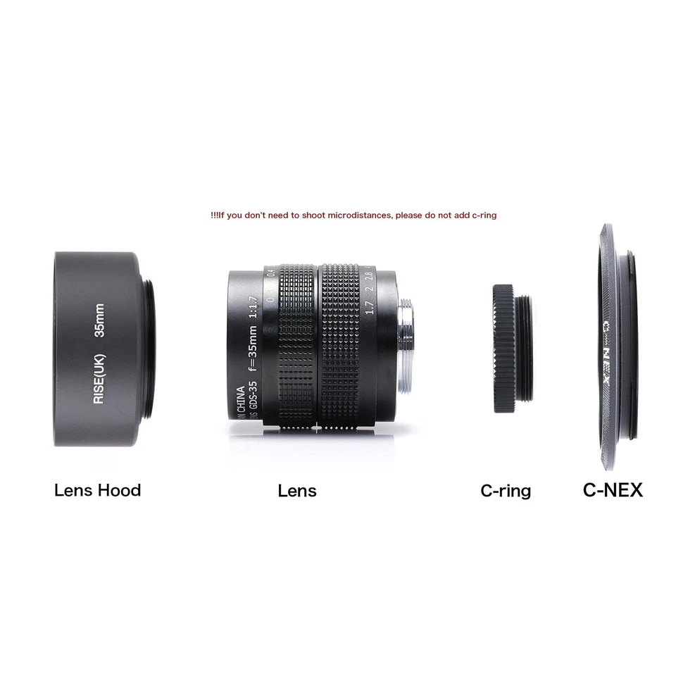 Fujian 35mm f/1.7 CCTV Movie lens for NEX Mount NEX Camera With adapter&hood - Image 2 of 4