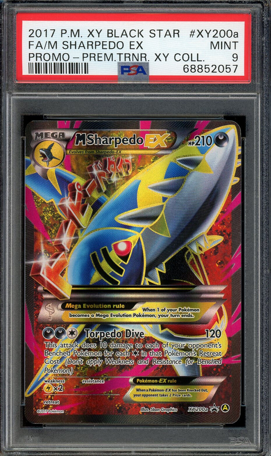 2017 PSA 9 Pokemon Full Art M Sharpedo EX XY200a Premium Trainers XY Collection