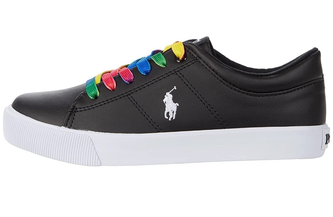 Polo Ralph Lauren Ragazze 5 Elmwood NERO SCARPE MULTICOLORE Corde PONY
