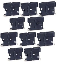 10 CARTUCCE NERE COMPATIBILI CON STAMPANTE BROTHER LC 980 LC1100 MFC 250C 290C