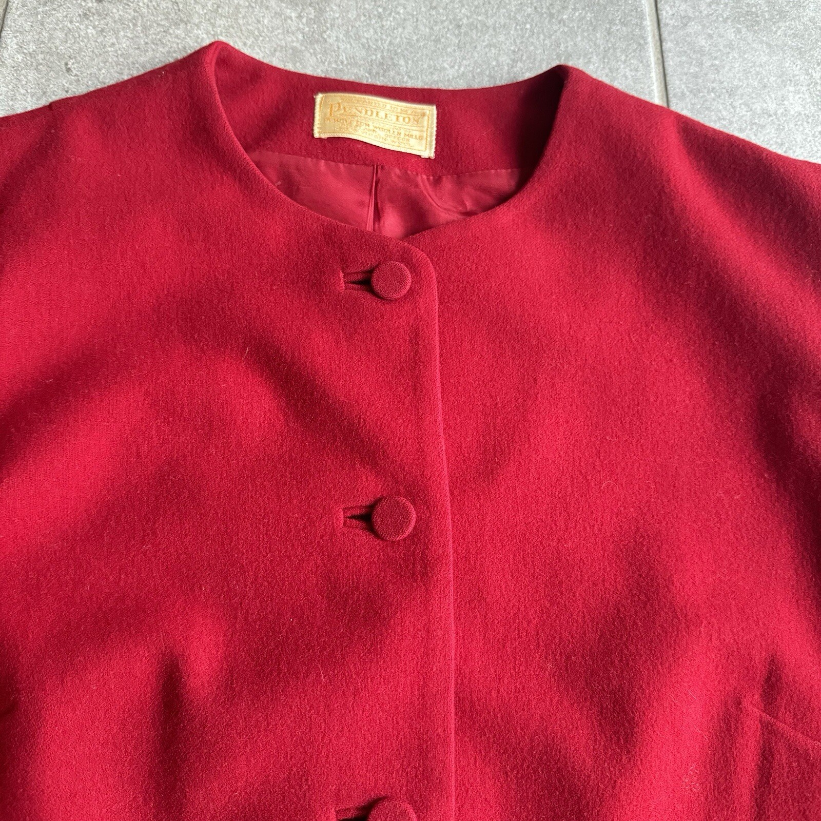 Red Pendleton Button Down 100% Wool Blazer Jacket… - image 3