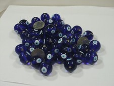 Two Pounds Blue Round India Handmade Evil Eye Glass Beads 20x21mm  RPC-10   